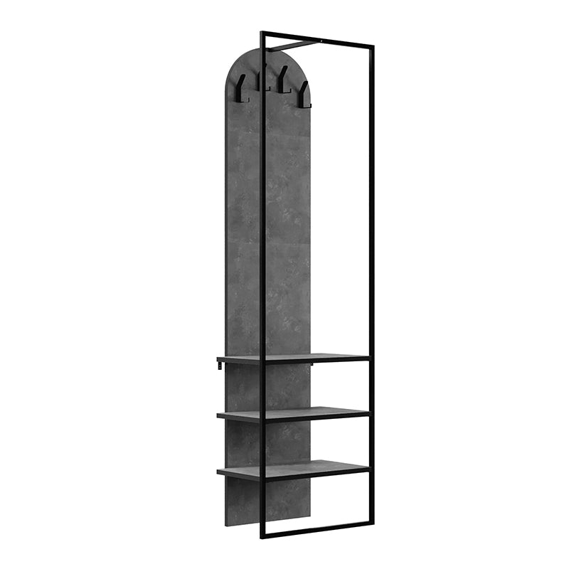 TIMO Retro Grey Entryway Furniture with four hangers and a sleek design, perfect for home or business use.