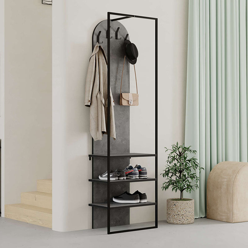 TIMO Retro Grey Entryway Furniture with four hangers and a sleek design, perfect for home or business use.