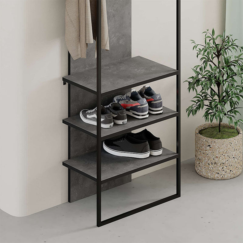 TIMO Retro Grey Entryway Furniture with four hangers and a sleek design, perfect for home or business use.