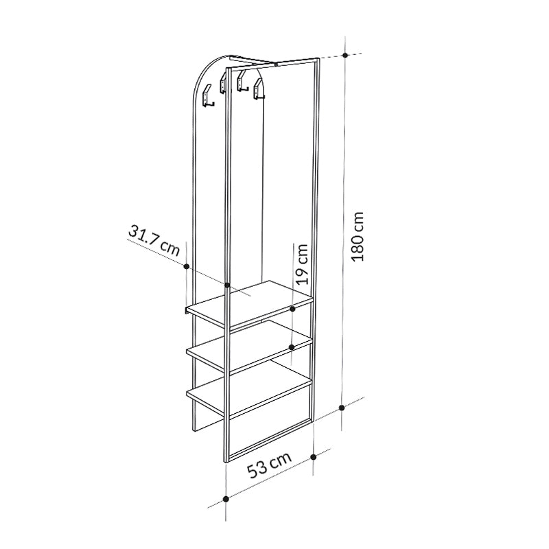 TIMO Retro Grey Entryway Furniture with four hangers and a sleek design, perfect for home or business use.