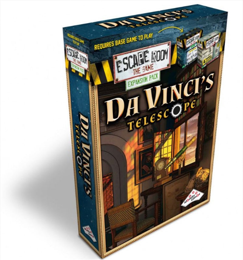 Escape Room the Game: Da Vinci Expansion box featuring artwork inspired by Leonardo Da Vinci's masterpieces.