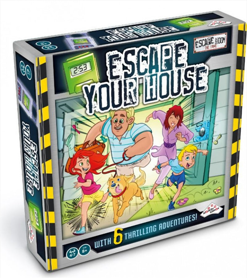 Escape Your House game box featuring cooperative adventure theme with spy elements.