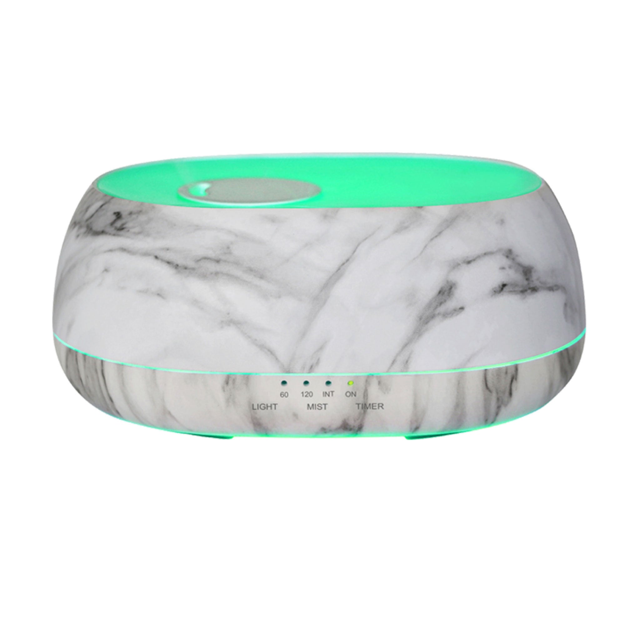 500ml Marble Aroma Diffuser with remote control, featuring a sleek white and grey marble design, perfect for aromatherapy.