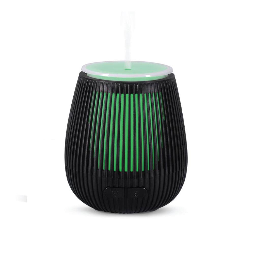 Black 100ml Essential Oil Aroma Diffuser with USB, featuring a stylish carving design and 7 LED color changing lights.