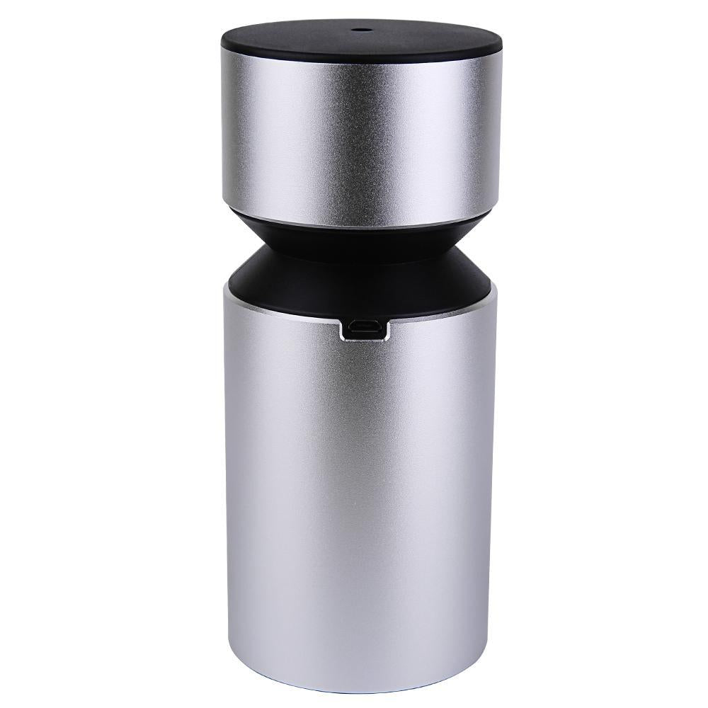 Essential Oil Car Diffuser USB Rechargeable in silver, showcasing its sleek design and portable features for aromatherapy.