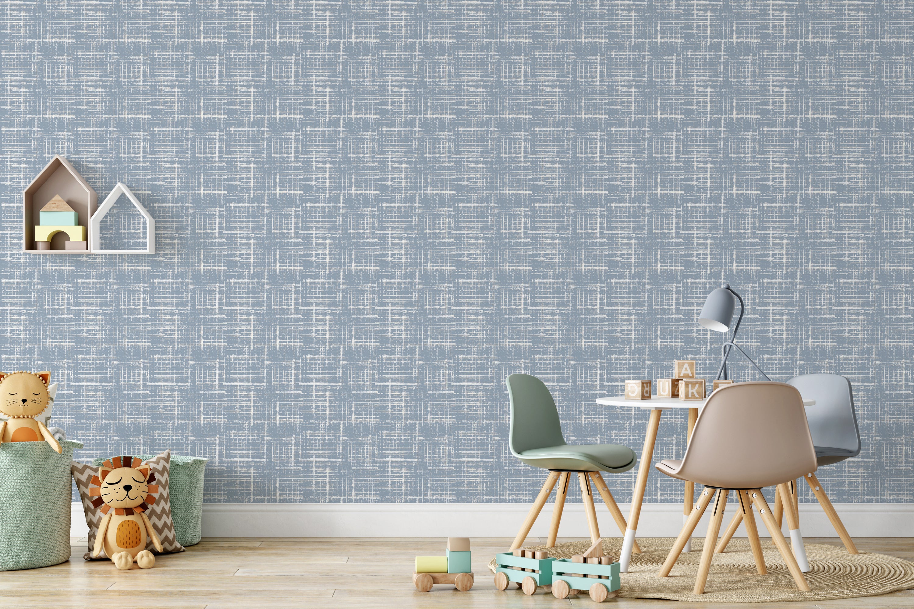 Ethel Wallpaper in blue featuring modern design, perfect for home decor.