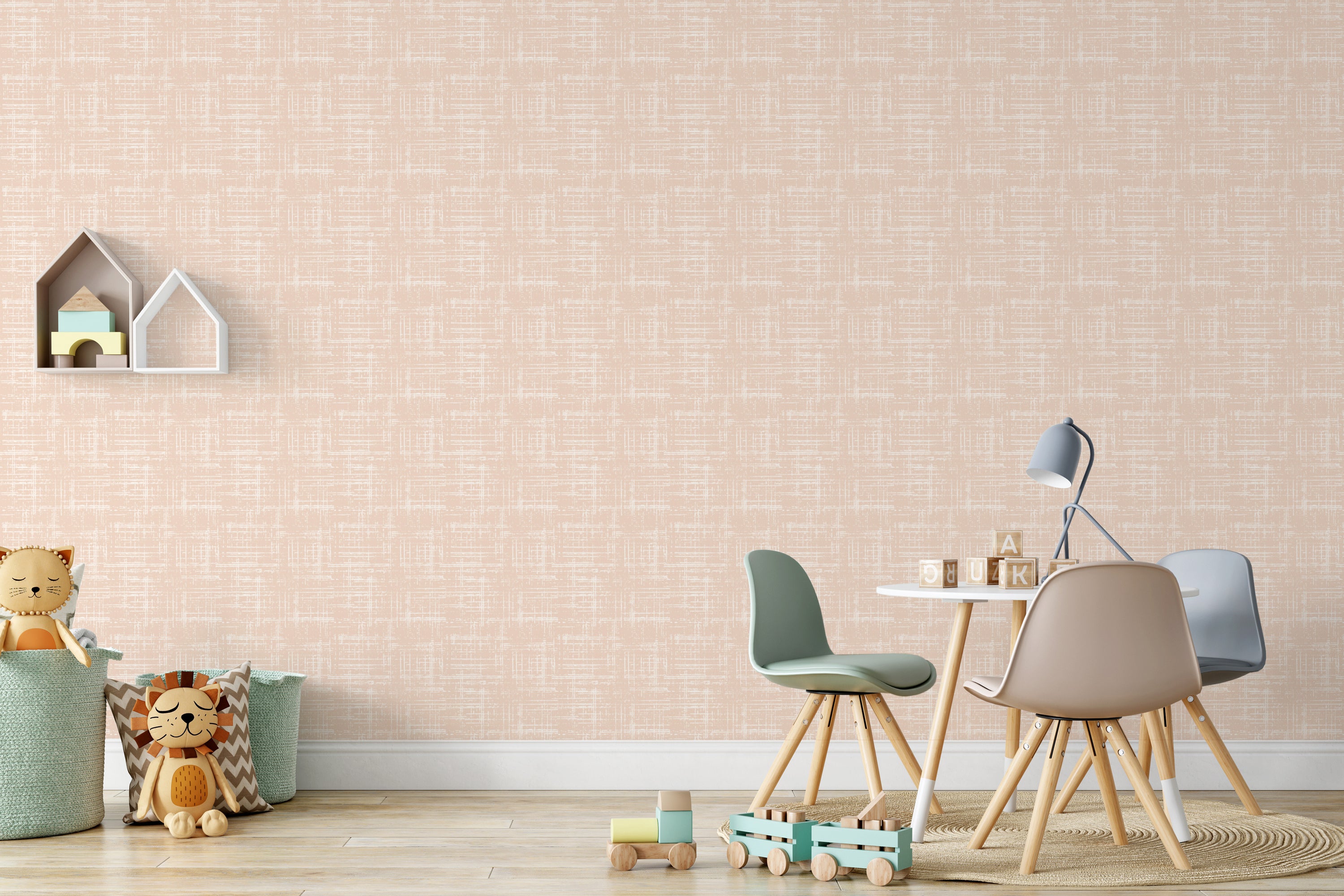 Ethel Wallpaper in Blush from The Haven Collection, featuring a modern design with a soft pink hue, perfect for stylish home decor.