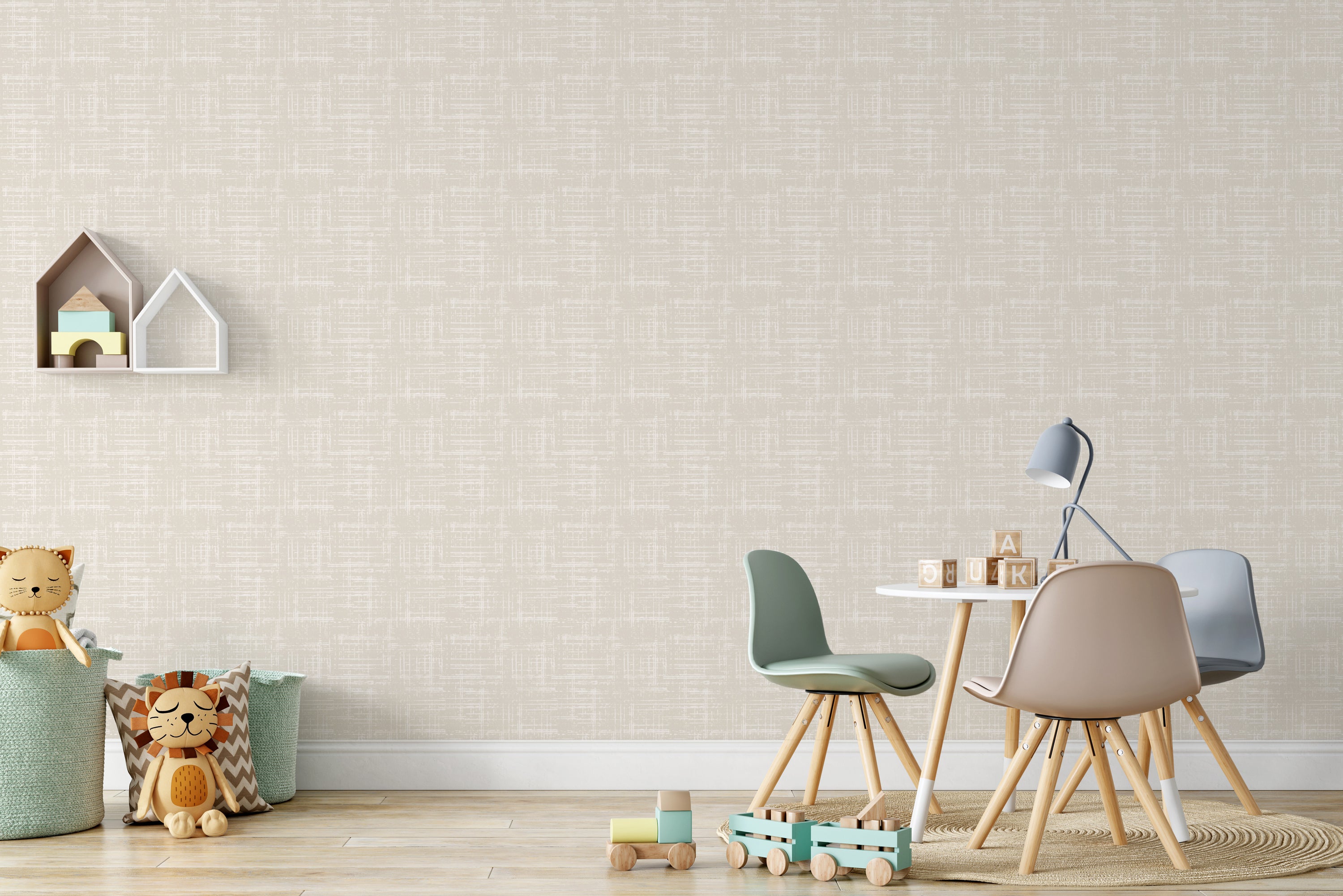 Ethel Wallpaper in taupe color featuring a modern design, perfect for home decor.