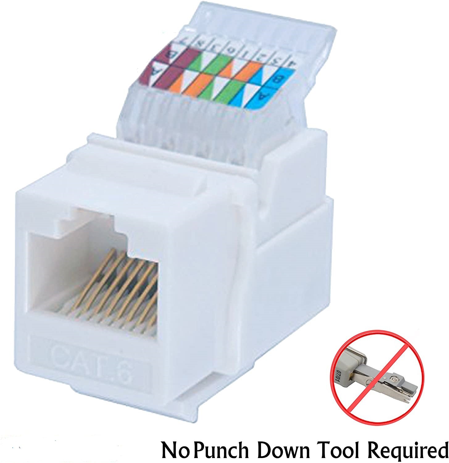 Ethernet Wall Plate 4 Port Cat6 adapter with four keystone jacks and screws, designed for seamless network connectivity.