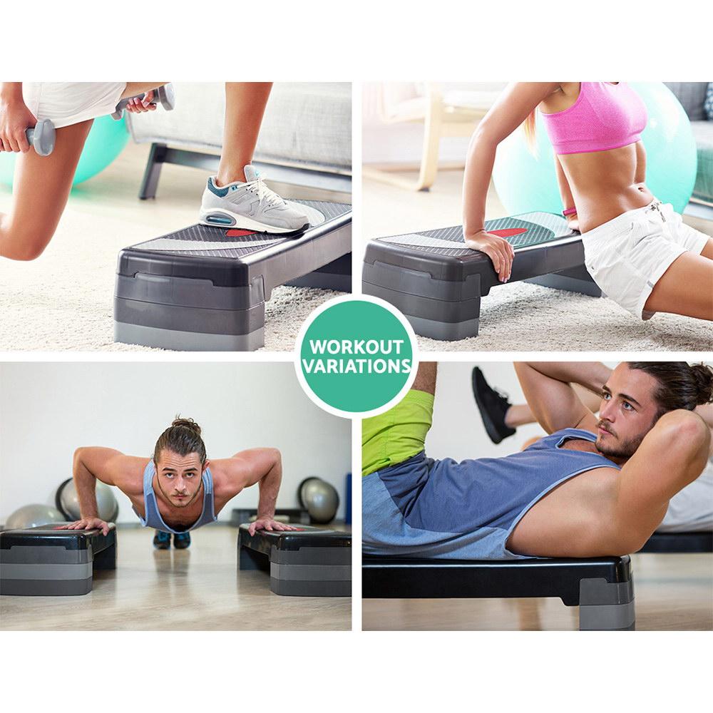 Everfit 3 Level Aerobic Step Bench with adjustable height and anti-slip surface, ideal for home workouts.