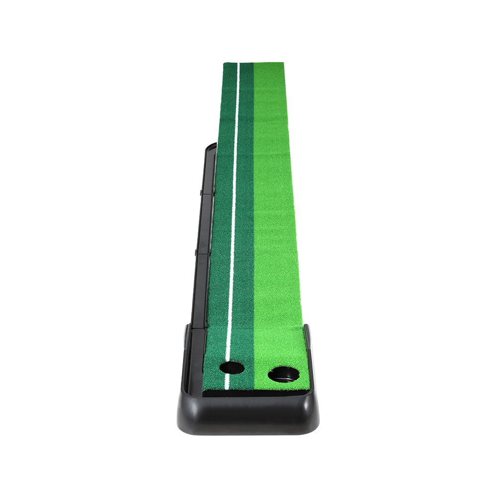 Everfit 3M Golf Putting Mat with double-colour faux grass and automatic ball return track, ideal for indoor and outdoor practice.