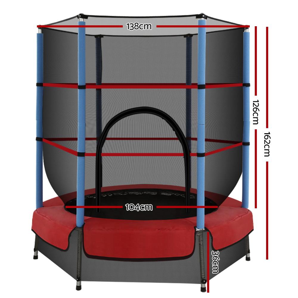 Everfit 4.5FT Trampoline for kids featuring a safety enclosure, heavy-duty elastic ropes, and UV-tested mat, perfect for outdoor play.