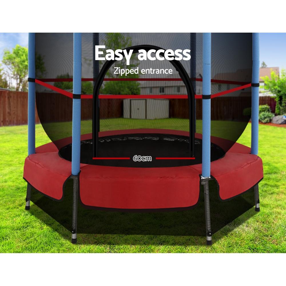 Everfit 4.5FT Trampoline for kids featuring a safety enclosure, heavy-duty elastic ropes, and UV-tested mat, perfect for outdoor play.