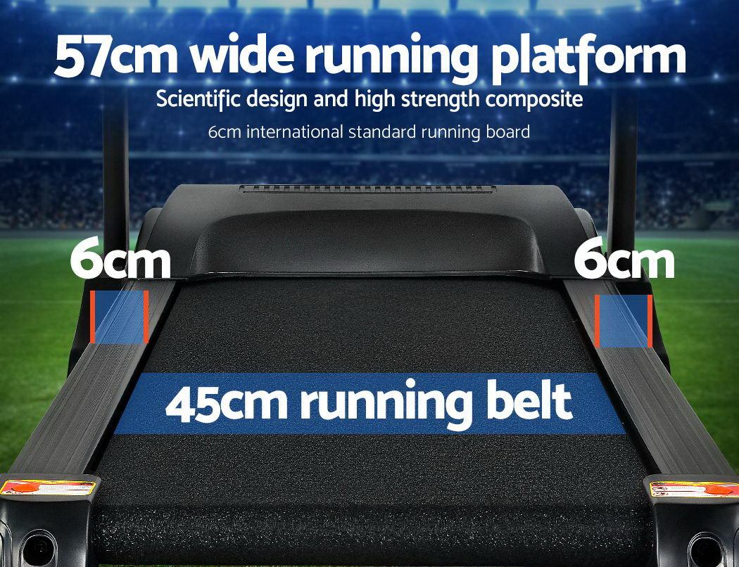 Everfit Electric Treadmill with a sturdy frame and digital display, showcasing its incline and speed settings.