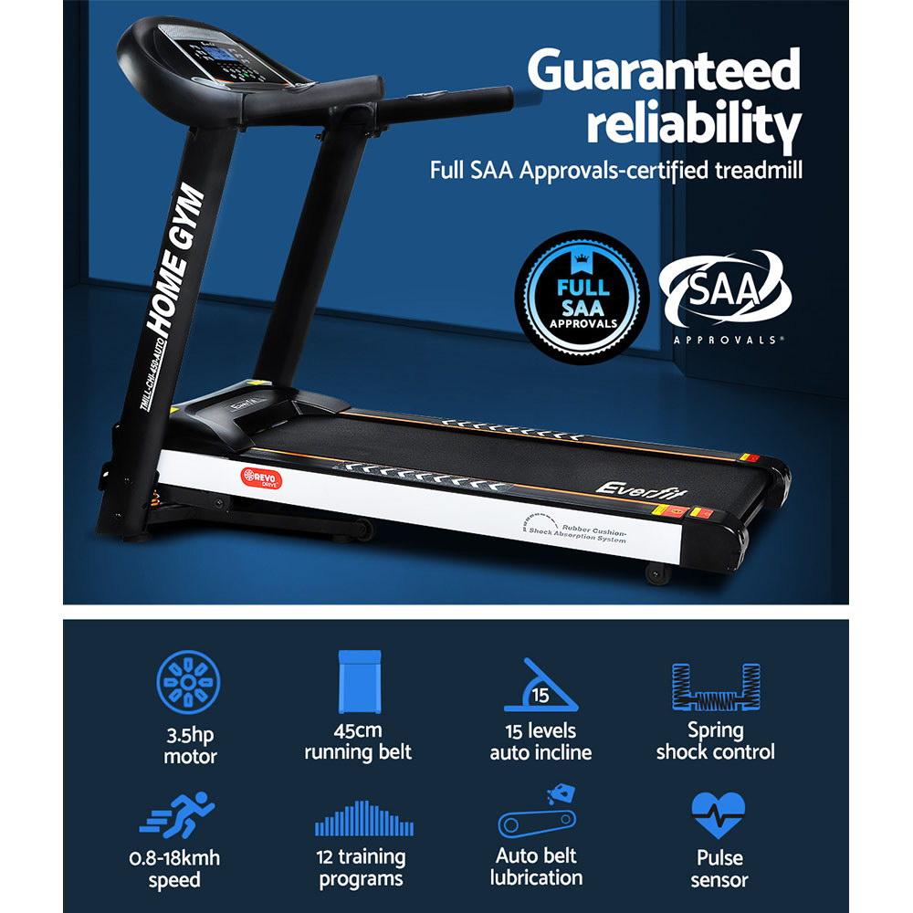 Everfit Electric Treadmill with a sturdy design, digital display, and adjustable incline, perfect for home workouts.