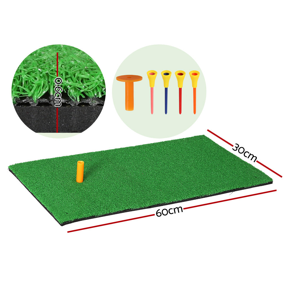 Everfit Golf Hitting Mat showcasing its portable design and realistic faux grass surface, ideal for practicing golf swings indoors or outdoors.