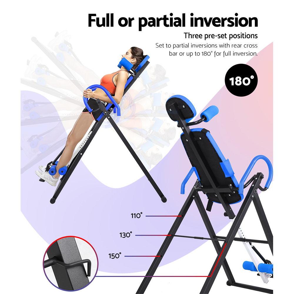 Everfit Gravity Inversion Table featuring a padded backrest, safety belt, and adjustable height, designed for home gym use.