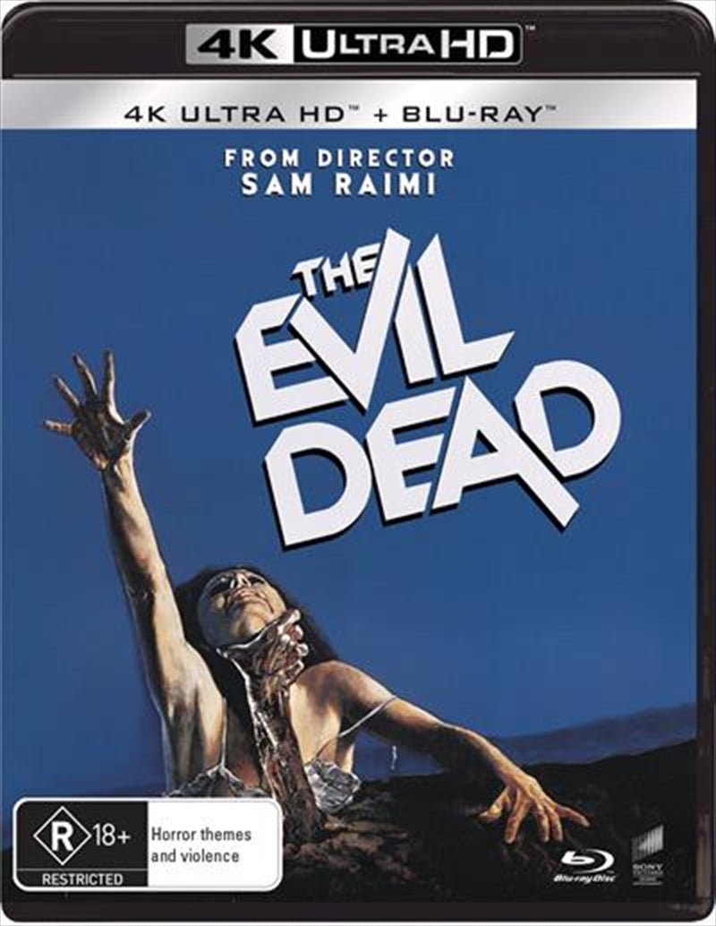 Evil Dead Blu-ray + UHD cover featuring iconic horror imagery and the film's title.