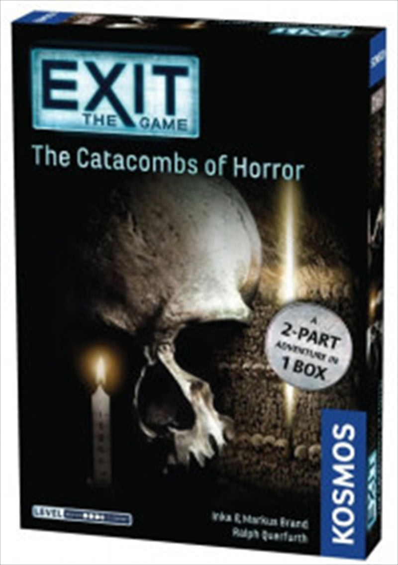 Exit the Game: Catacombs of Horror board game featuring eerie artwork and cryptic puzzles.