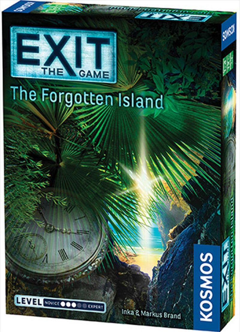 A mysterious black sand beach with a golden compass disk and an old book, representing the adventure of Exit the Game: The Forgotten Island.