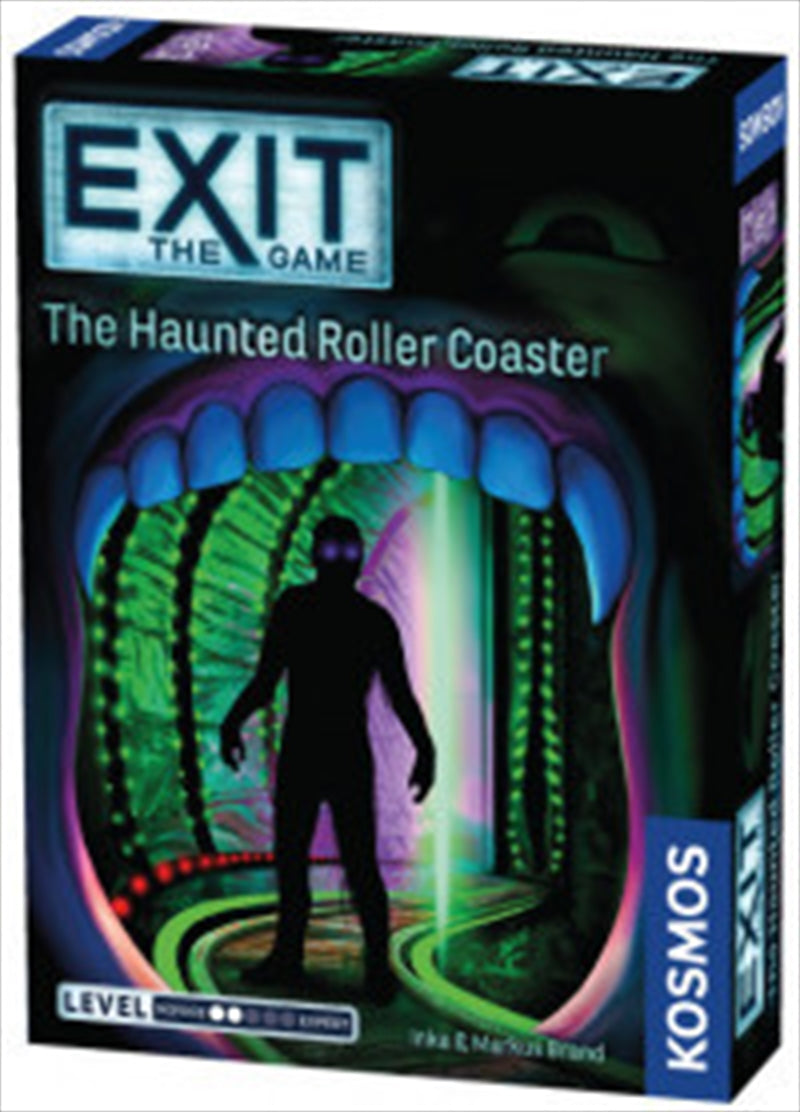 A thrilling scene from Exit the Game: The Haunted Rollercoaster featuring dark corridors and eerie monsters.