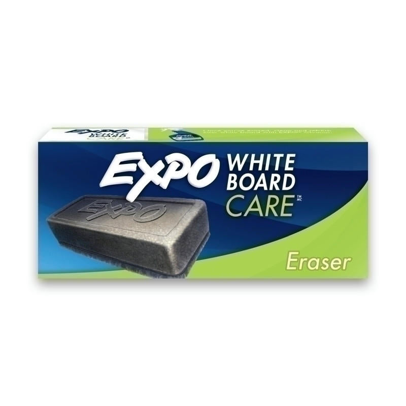 EXPO Block Whiteboard Eraser BX12, a compact and durable eraser designed for cleaning dry-erase surfaces, shown in a clean workspace.