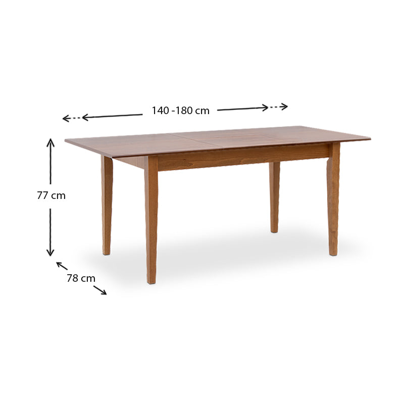 Extandable Dining Table KATIA in walnut finish, showcasing its elegant design and extendable feature.