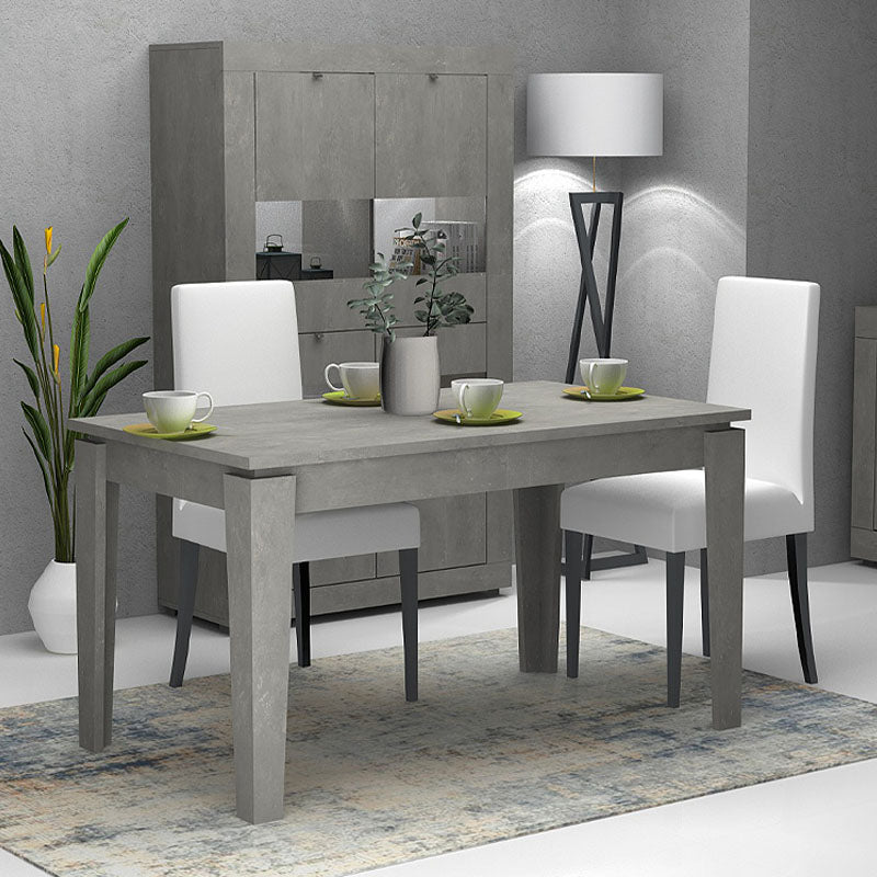 AMPFORA Retro Grey Extending Dining Table with dimensions 160/200x90x76cm, showcasing its elegant design and extendable feature.