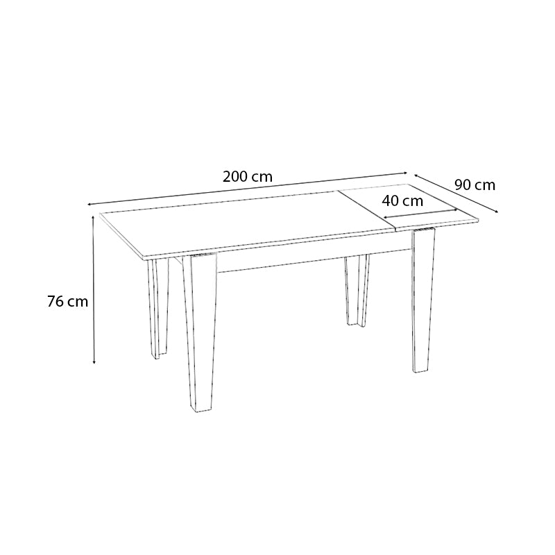 AMPFORA Retro Grey Extending Dining Table with dimensions 160/200x90x76cm, showcasing its elegant design and extendable feature.