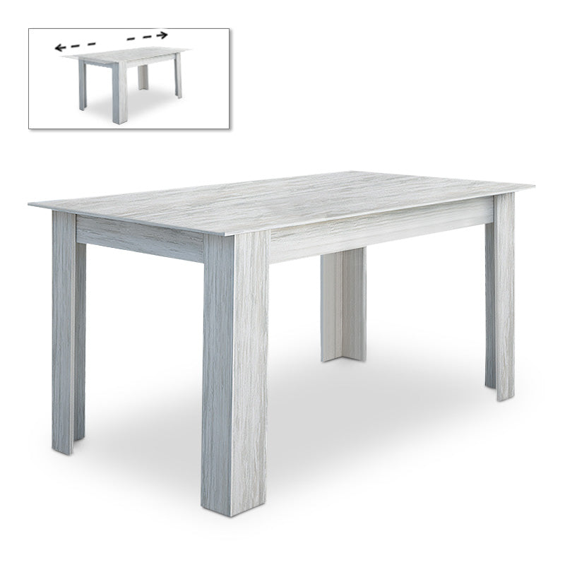 RASMUS Extending Dining Table in White Grey, showcasing its elegant design and extendable feature.