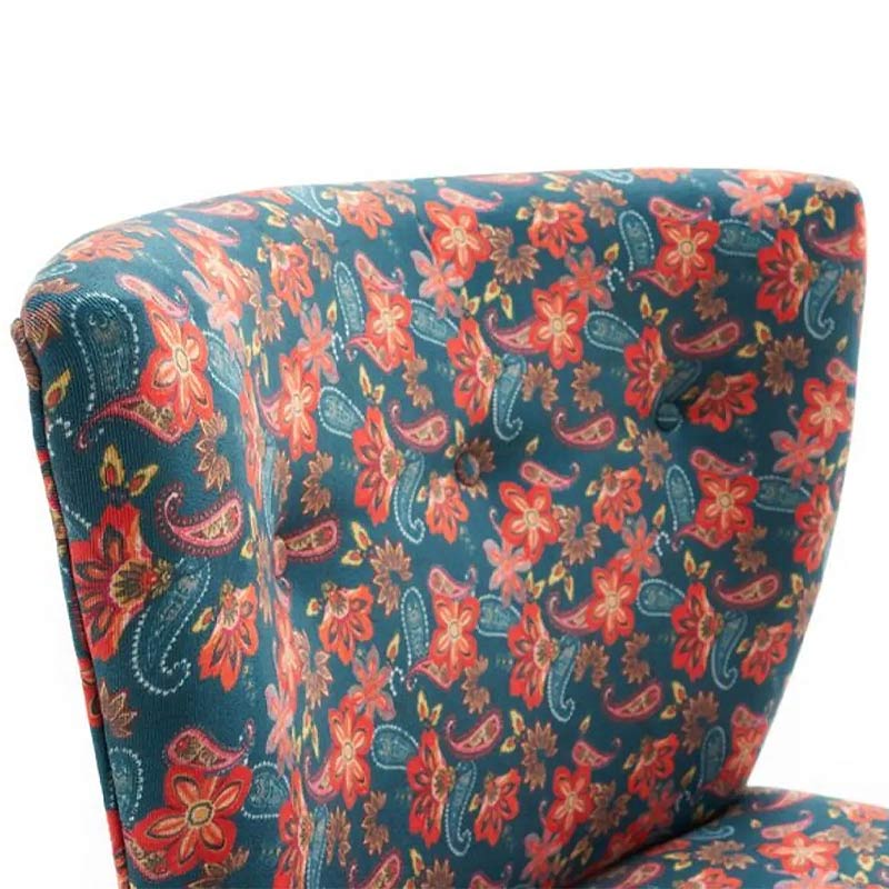 Fabric Chair AGATHE featuring a colorful floral design with natural beech wood legs, perfect for home and business settings.