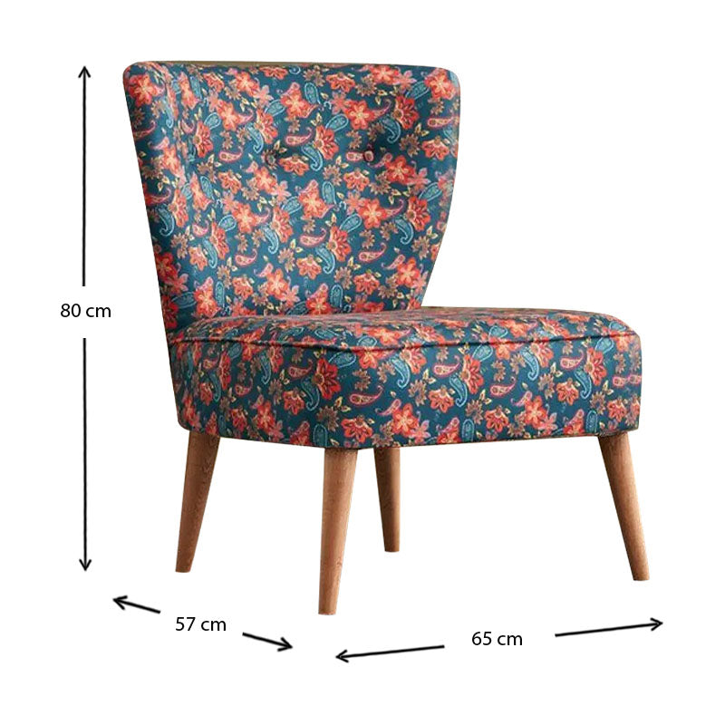 Fabric Chair AGATHE featuring a colorful floral design with natural beech wood legs, perfect for home and business settings.