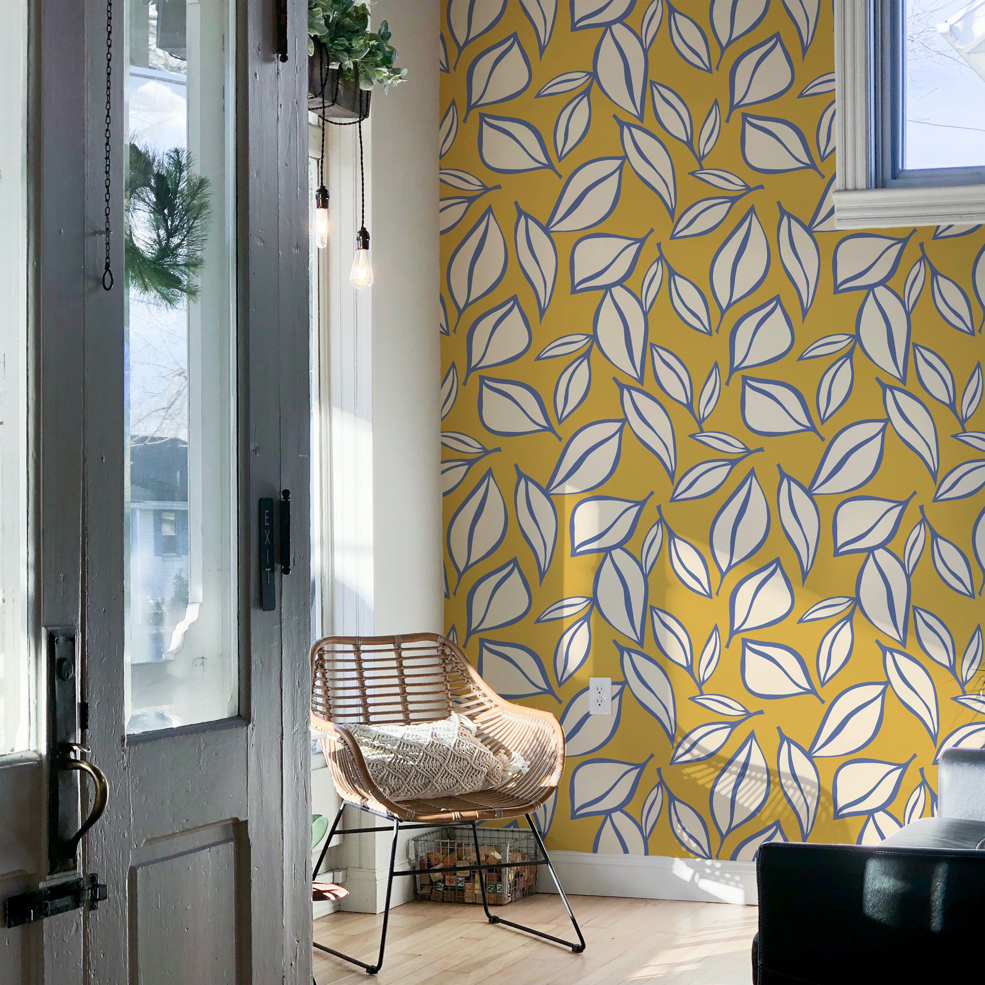 Falling Leaves Wallpaper featuring a modern design with vibrant colors and bold patterns, perfect for home decor.