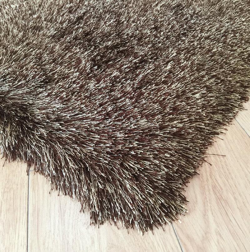 Fancy Collection Solid Brown Shag Area Rug with plush texture and rich brown color, perfect for enhancing home decor.