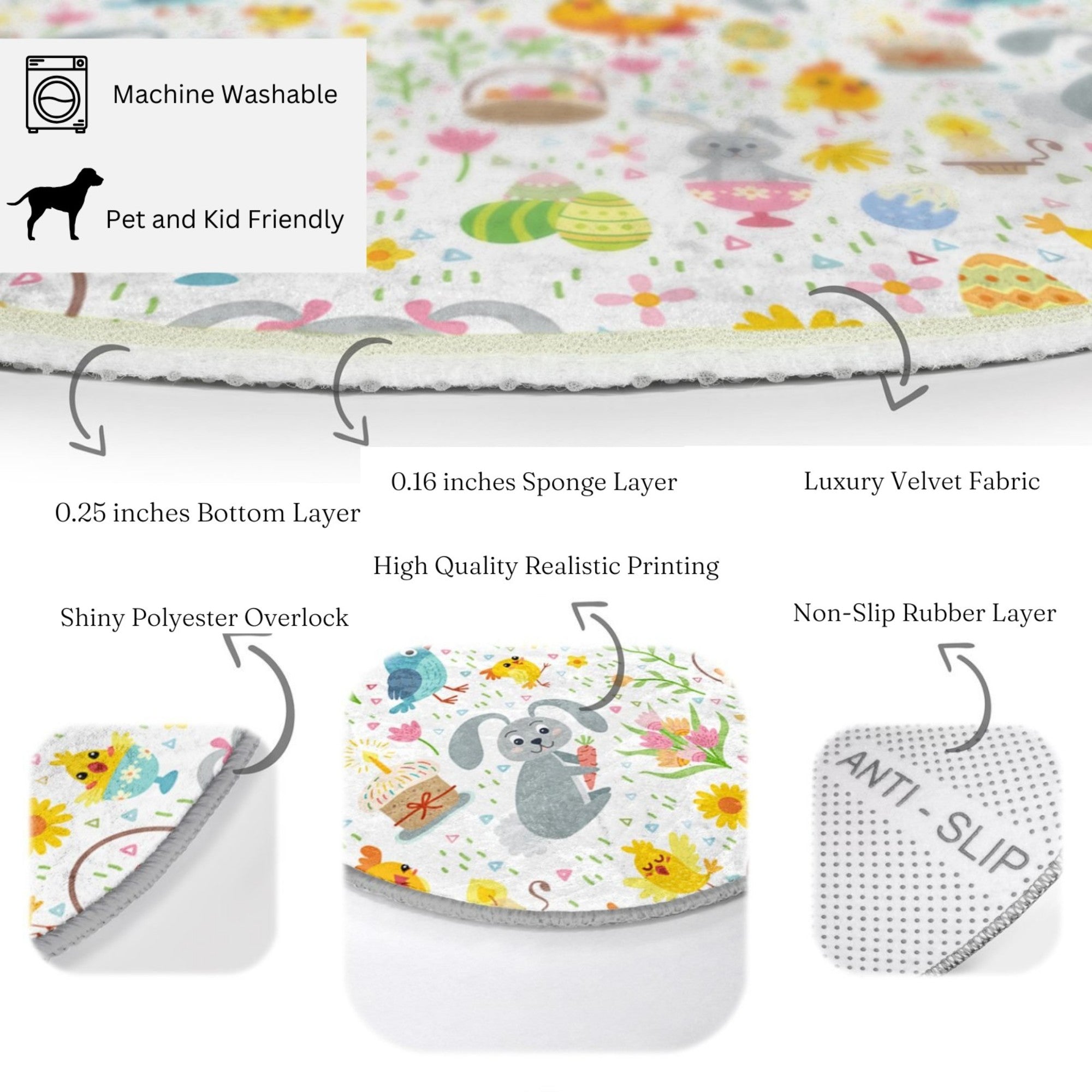 Colorful Farm Friends Kids' Room Rug featuring playful farm animals and vibrant design, perfect for children's rooms.