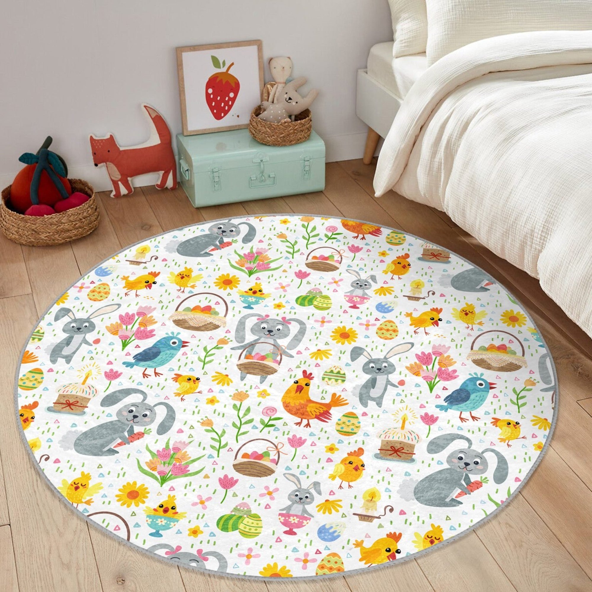 Colorful Farm Friends Kids' Room Rug featuring playful farm animals and vibrant design, perfect for children's rooms.