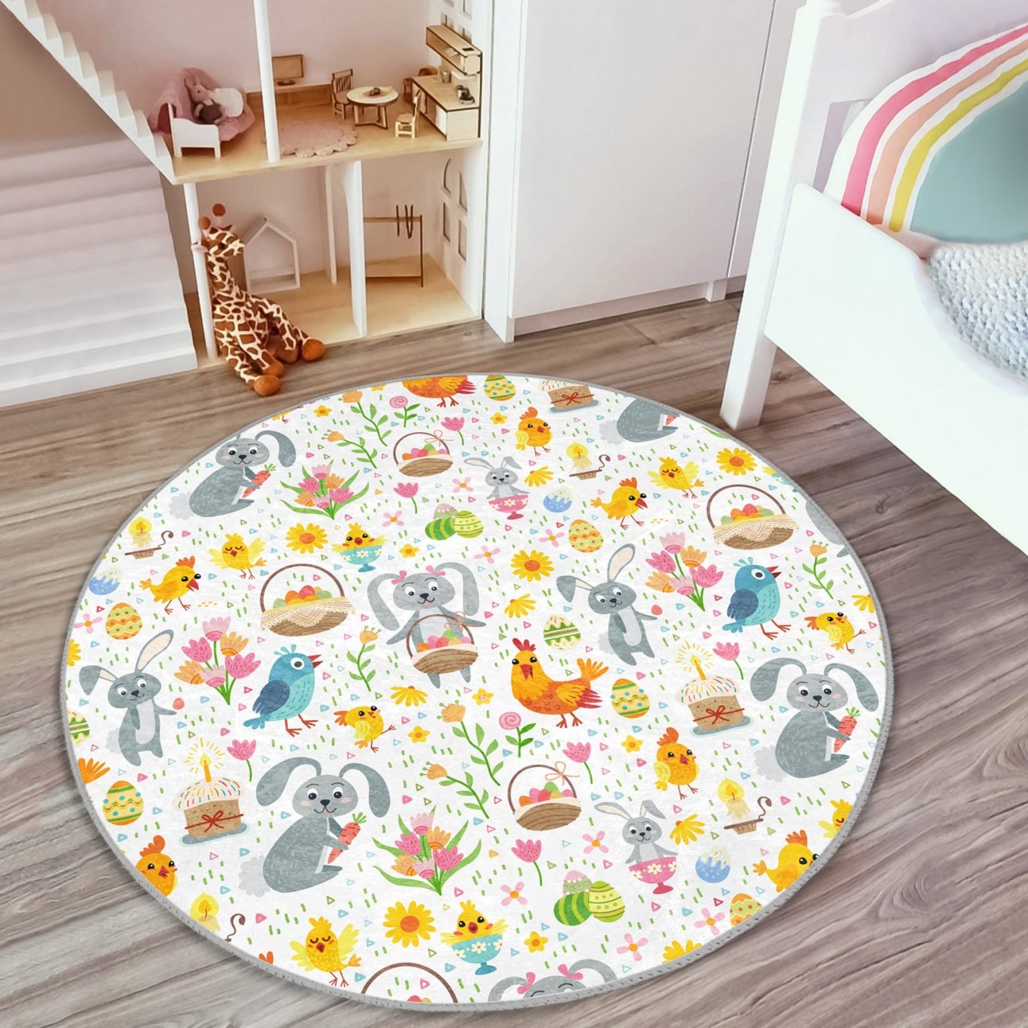 Colorful Farm Friends Kids' Room Rug featuring playful farm animals and vibrant design, perfect for children's rooms.