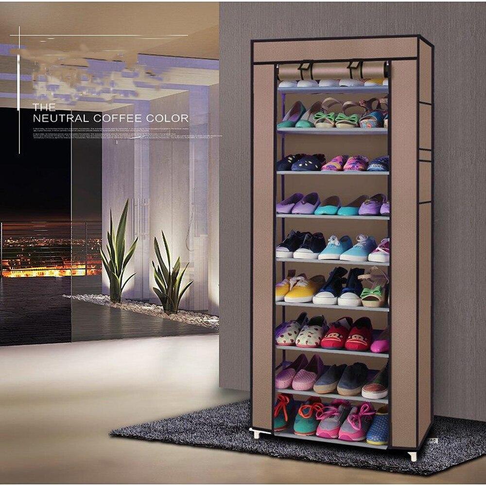 Fashionable room-saving shoe rack with 9 lattices made of non-woven fabric, featuring a modern minimalist design suitable for home use.