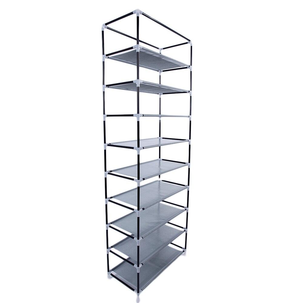 Fashionable room-saving shoe rack with 9 lattices made of non-woven fabric, featuring a modern minimalist design suitable for home use.