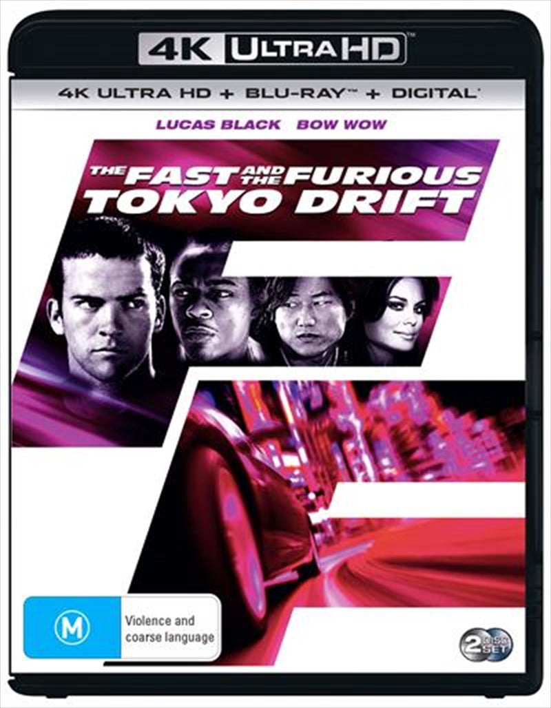 Fast And The Furious - Tokyo Drift Blu-ray cover featuring vibrant racing scenes and iconic cars set in Tokyo.