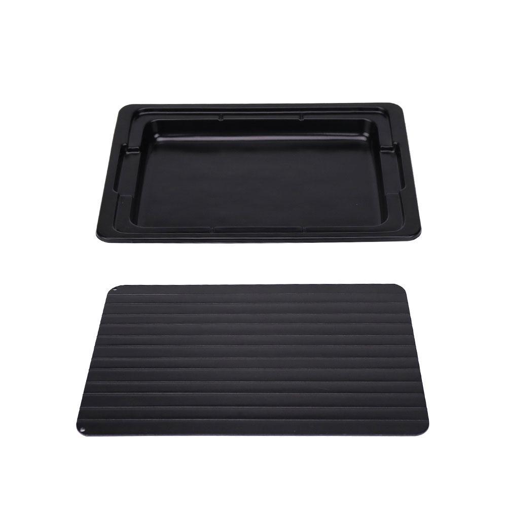 Large Fast Defrosting Meat Tray with water tray box, made of premium aluminium for quick thawing of frozen food.