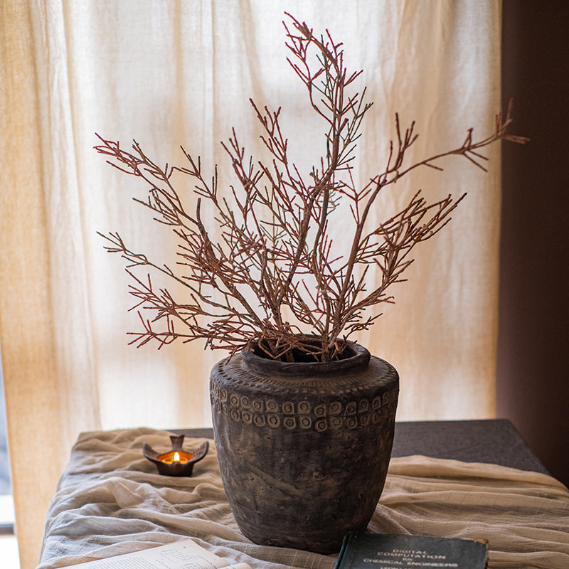 A 33-inch tall faux dry flower branch stem in brown, showcasing realistic twig design for home decor.