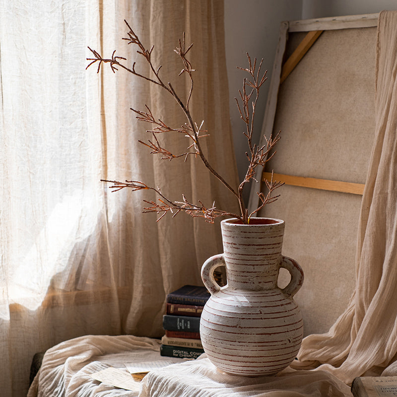 A 33-inch tall faux dry flower branch stem in brown, showcasing realistic twig design for home decor.