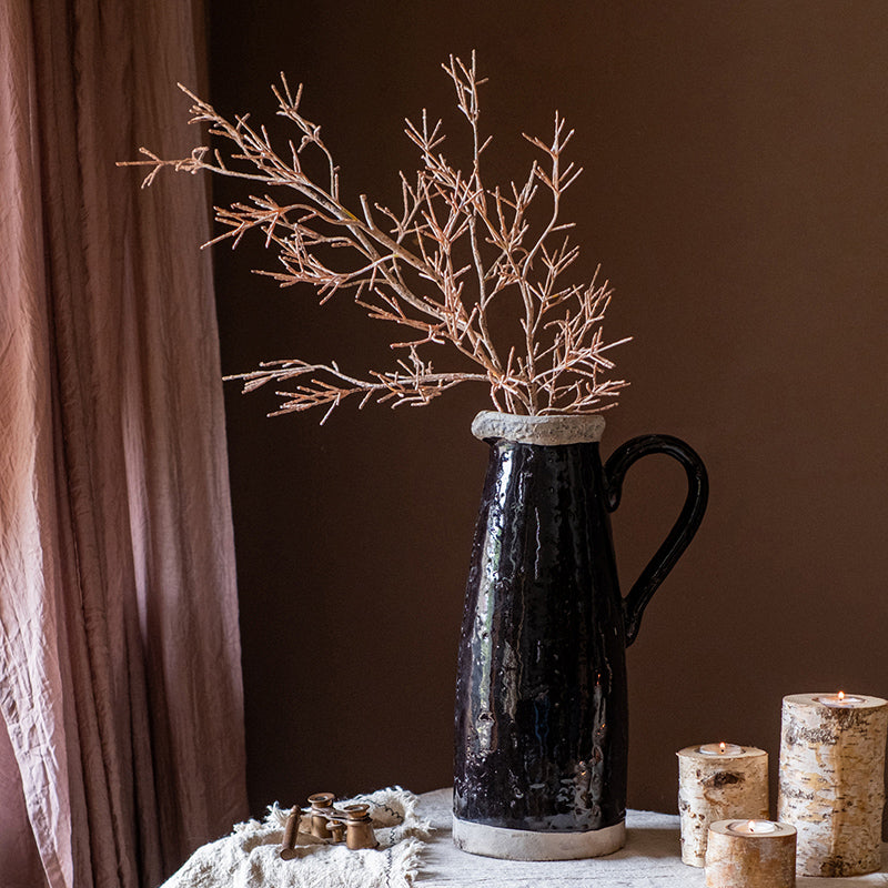 A 33-inch tall faux dry flower branch stem in brown, showcasing realistic twig design for home decor.