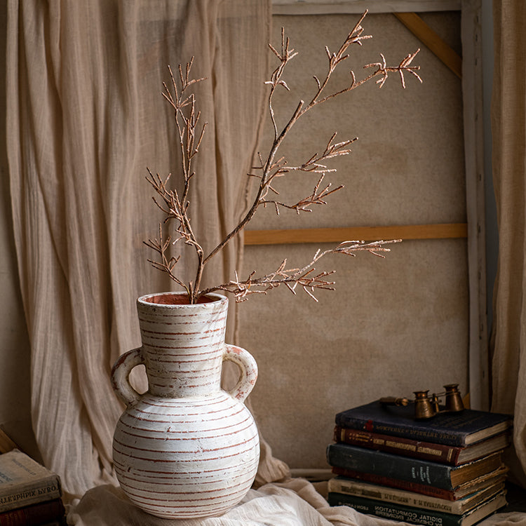 A 33-inch tall faux dry flower branch stem in brown, showcasing realistic twig design for home decor.