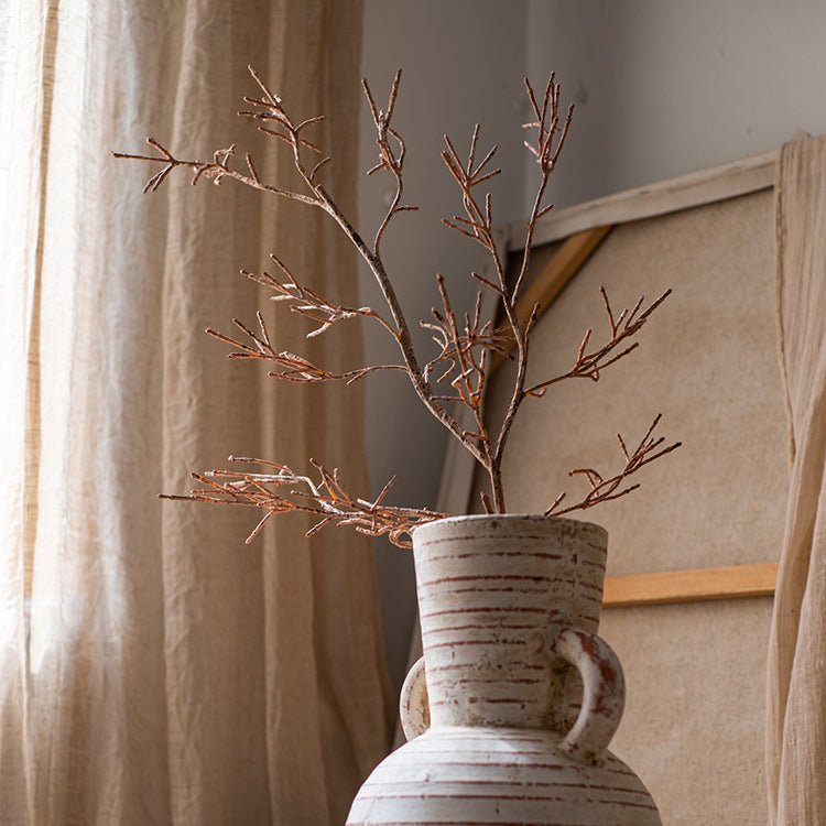 A 33-inch tall faux dry flower branch stem in brown, showcasing realistic twig design for home decor.