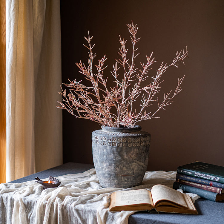 A 33-inch tall faux dry flower branch stem in brown, showcasing realistic twig design for home decor.