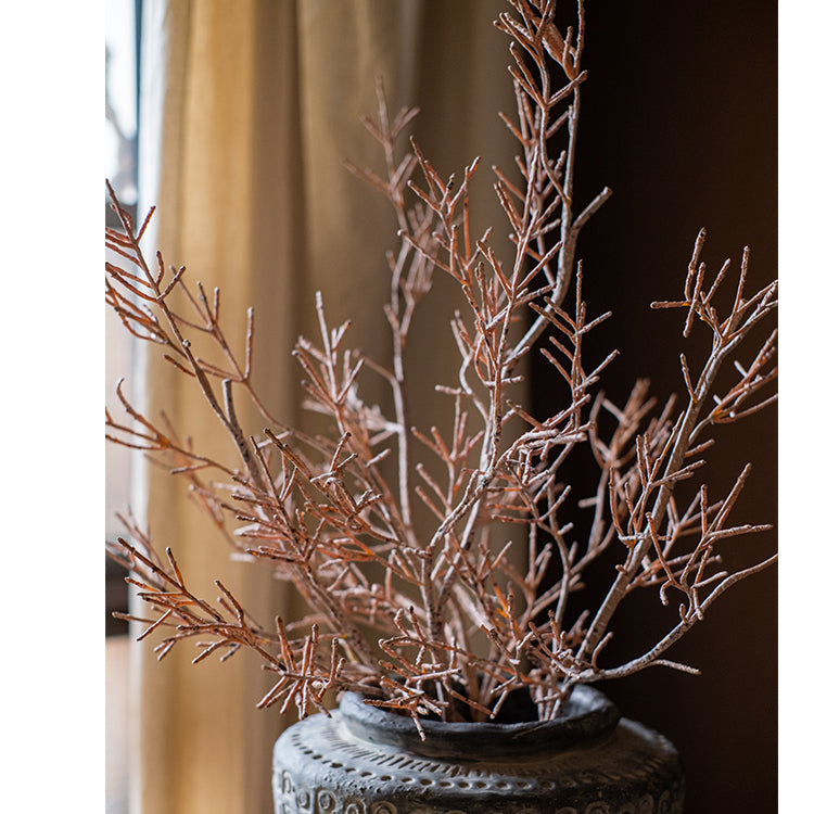 A 33-inch tall faux dry flower branch stem in brown, showcasing realistic twig design for home decor.