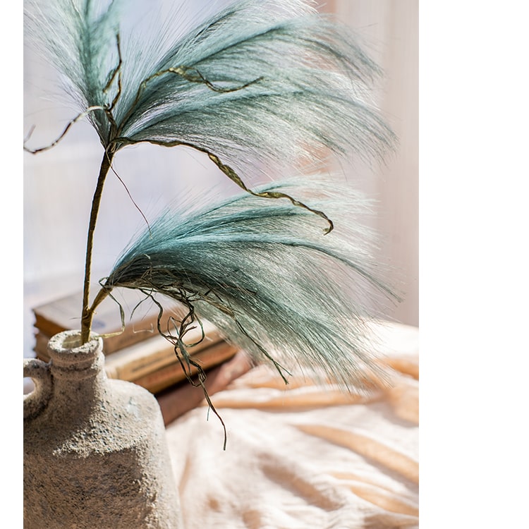 30-inch tall faux reed grass stem in dark green, perfect for home or office decor.