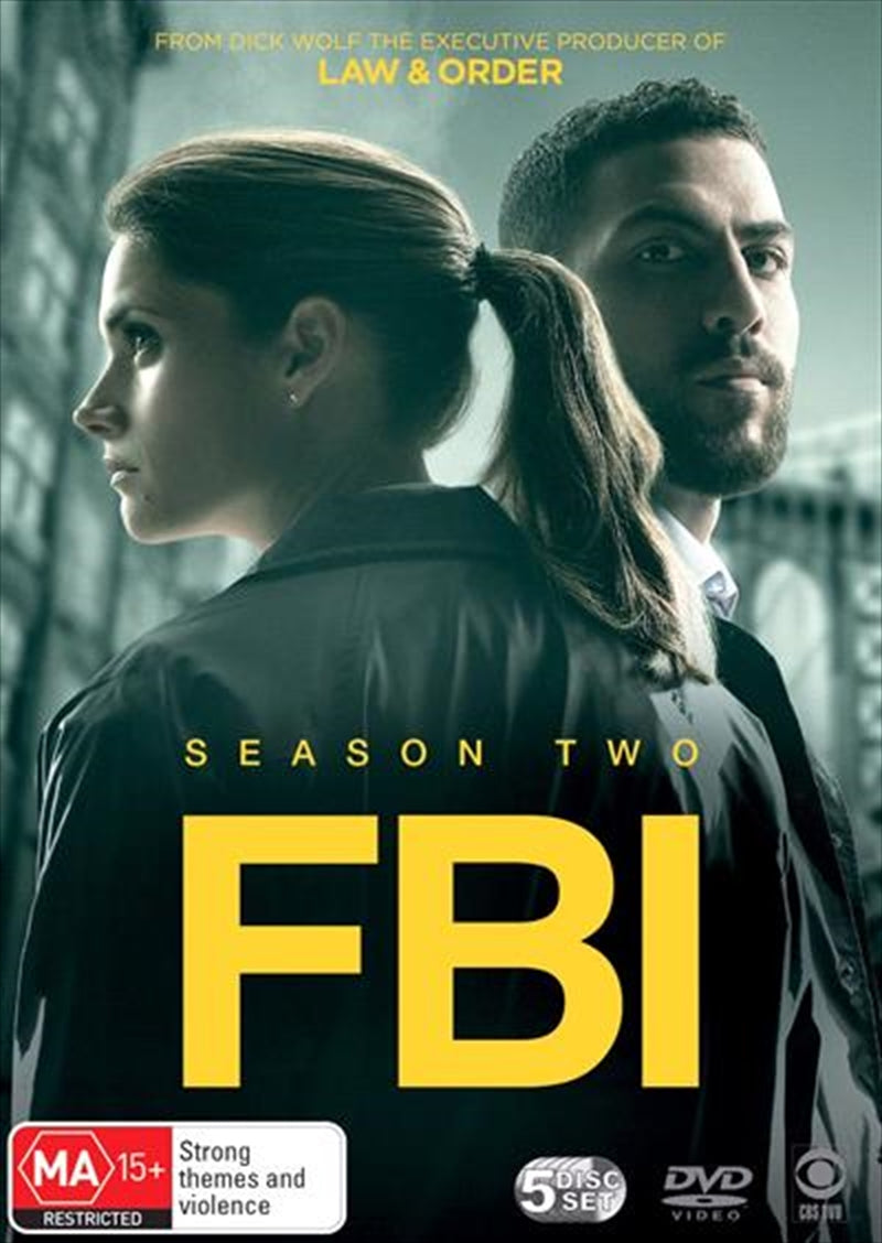 FBI - Season 2 DVD cover featuring main characters in action poses, showcasing the series' intense drama and crime-solving theme.